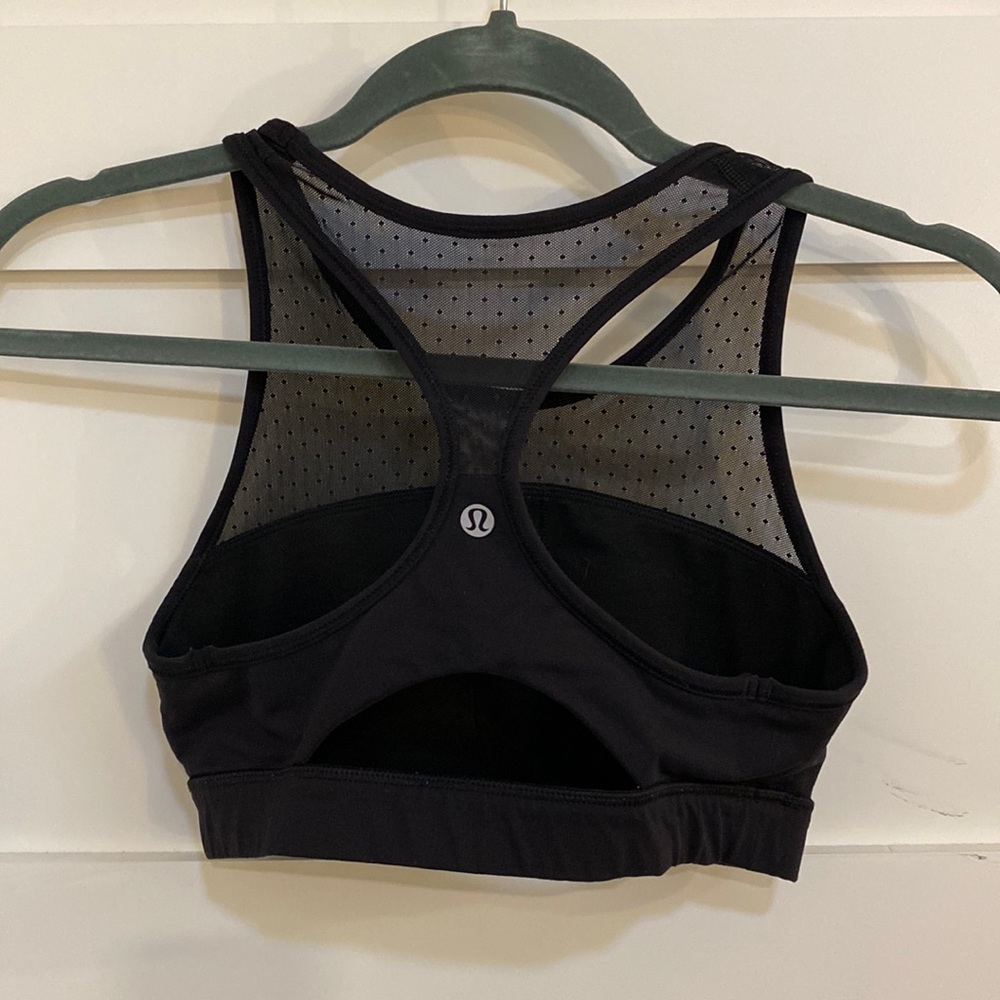 Black polka dot mesh Lululemon bra!